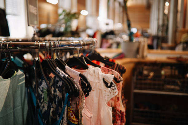 istock clothing in a vintage second hand shop 1415466841