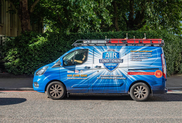 The Air Conditioning Company van in street, Central London, England, UK stock photo