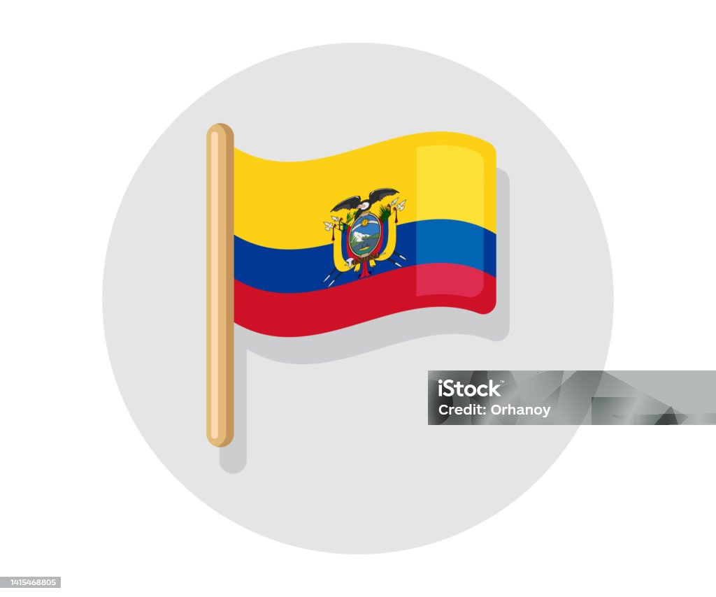Ecuador Vektor Weht Auf Stick Flagge Ecuador Ländersymbol Flagge Stock