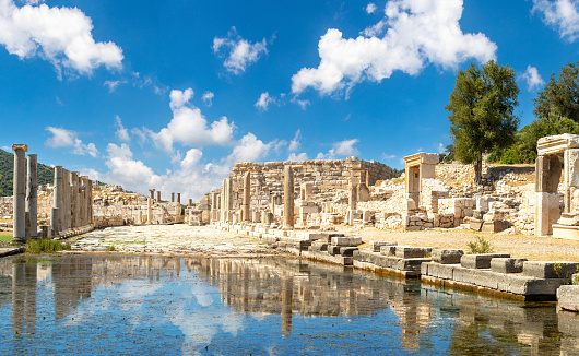 Wide angle photo of Patara ancient city.