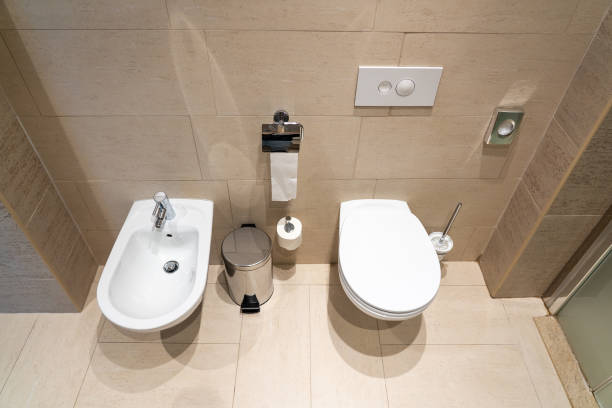 istock Modern washroom interior with separate bidet close-up 1415476419