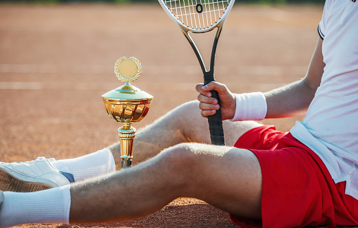 Tennis champion. Winner of the tournament, close up photo. Sport, recreation concept