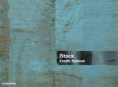 istock Blue painted wooden planks, background 1415481996