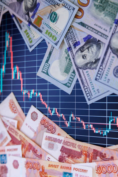 istock US dollar and russian ruble banknotes over digital screen with exchange chart, USD RUB depreciation concept, closeup with selective focus 1415484061