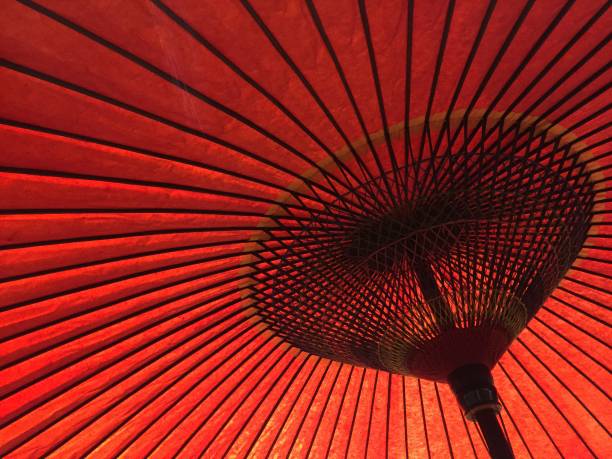 istock Under a bright red japanese paper umbrella 1415484194