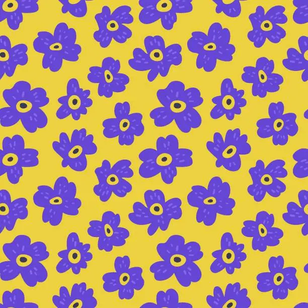 Vector illustration of Seamless vector floral pattern with abstract violet flowers