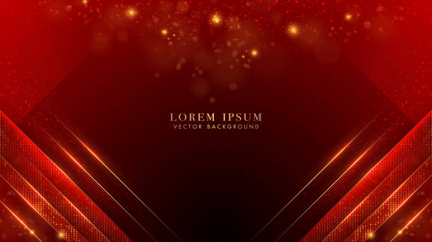 istock Red luxury background with golden lines, red lines, stripes, shine dots effect and bokeh decoration. Elegant style design template concept 1415487457
