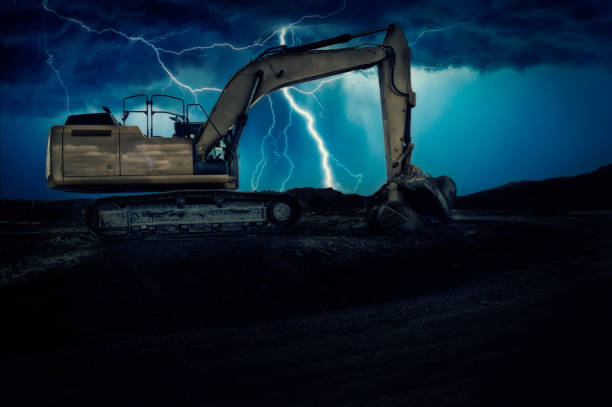 istock Excavating machinery at the construction site. 1415488675