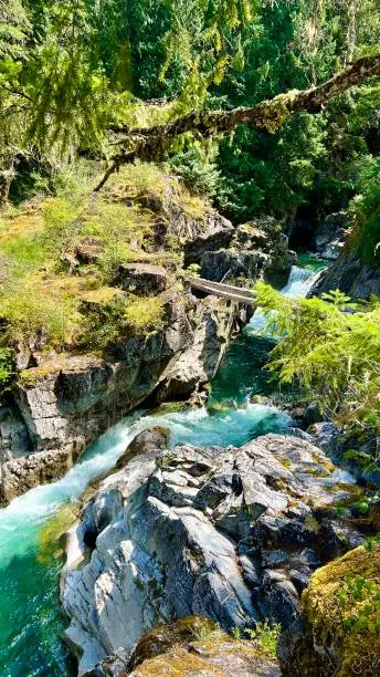 Beautiful Englishman River Waterfalls upper section , Parksville, British Columbia, Canada . High quality photo