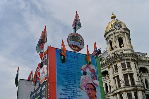 Kolkata, West Bengal, India - 21st July 2022 : All India Trinamool Congress Party, AITC or TMC, at Ekushe July, Shadid Dibas, Martyrs day rally. Tablo of CM Mamata Banerjee at Esplanade, Dharmatala.