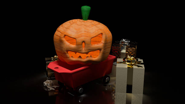 istock The halloween pumpkin on trolley cart for holiday concept 3d rendering 1415500511