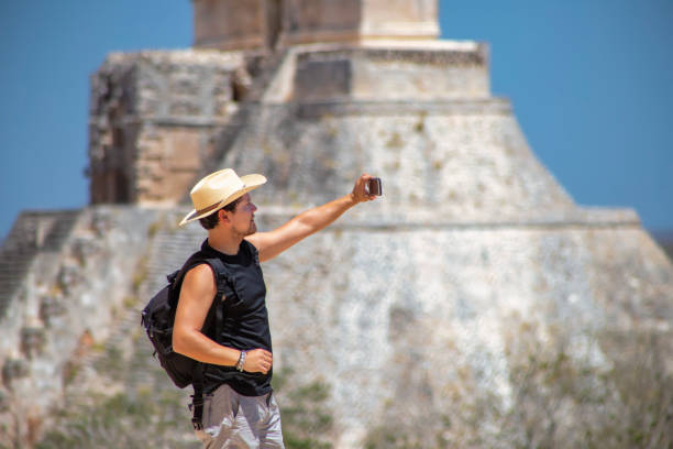 Tourist visiting the puuc mayan route