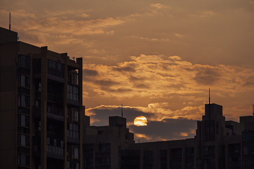 City skyline in dusk, beautiful colorful sky horizon in Tokyo, Japan