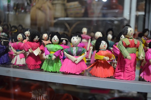 Display of Children's Dolls made out of multicolored Corn Husks
