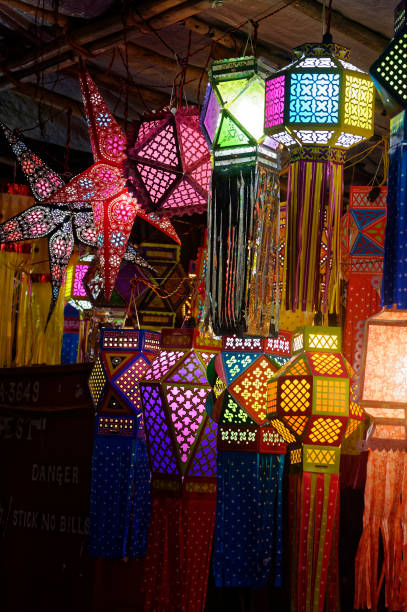 istock Colorful traditional Lanterns in Various Shapes Akash kandil (Diwali decorative lamps) 1415511673