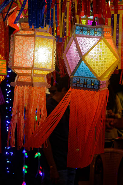 istock Colorful traditional Lanterns in Various Shapes Akash kandil (Diwali decorative lamps) 1415511687