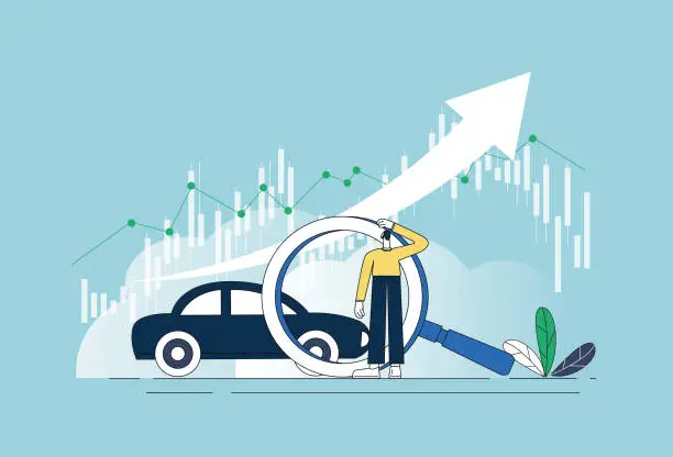 Vector illustration of Stocks in the auto sector rose.