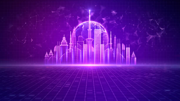 istock Smart City Of Cyberspace And Metaverse, Technology Digital Network Connection, Social Network Connection, Purple Abstract Background Concept. 3d Rendering 1415513862