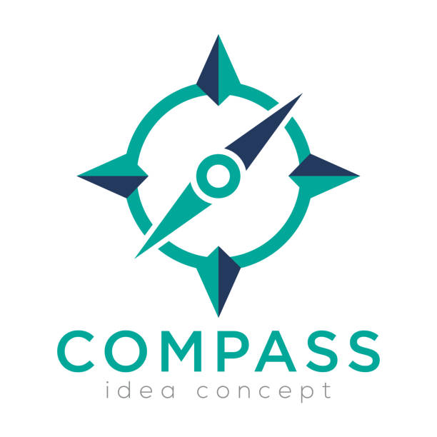 illustrations, cliparts, dessins animés et icônes de vecteur de conception d’icône de logo de boussole - drawing compass