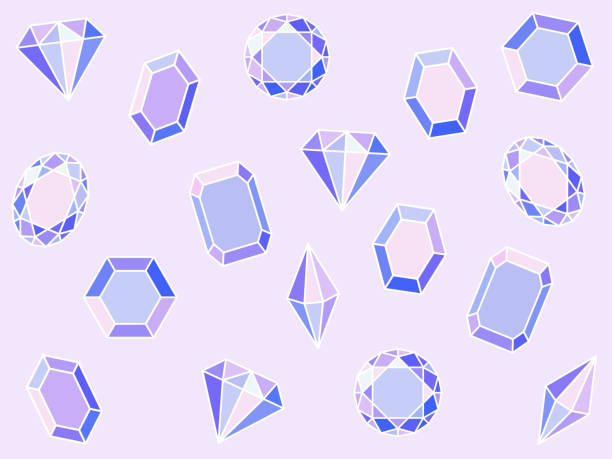 illustrazioni stock, clip art, cartoni animati e icone di tendenza di illustrazione di sfondo con pietre colorate di gioielli sparse - gem jewelry hexagon square