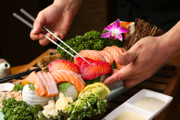 istock Japanese sashimi and sushi 1415515212