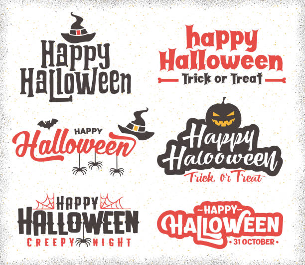 illustrations, cliparts, dessins animés et icônes de salutations et logos pour halloween - v2 - halloween