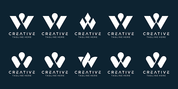 Collection initials W logo design template. icons for business of fashion, sport, simple.