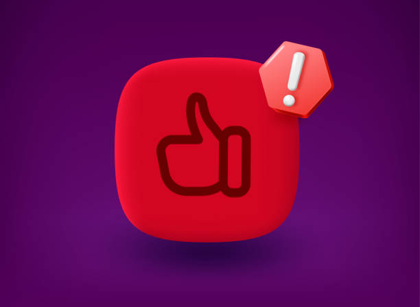 istock Red button with thumbs up icon and notice pictogram. 3d vector illustration 1415520723