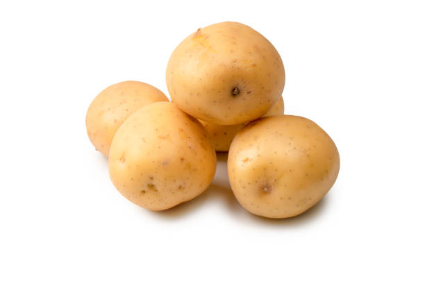 istock A group of fresh tasty potato isolated on white background. 1415522768