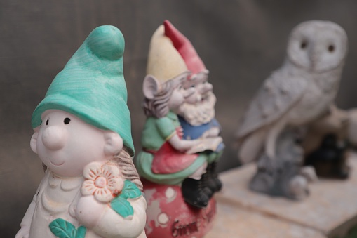 ceramic dwarfs, decorative garden figures