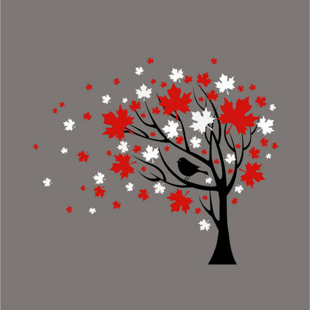 silhouette sakura-baum mit vogel - bush bird tree wood stock-grafiken, -clipart, -cartoons und -symbole