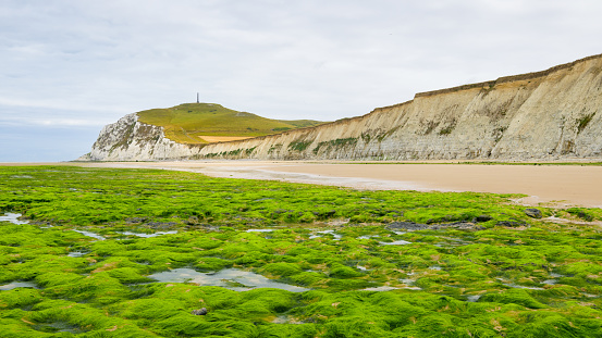 Beach of Cap Blanc Nez in norther France on a cloudy day in summer