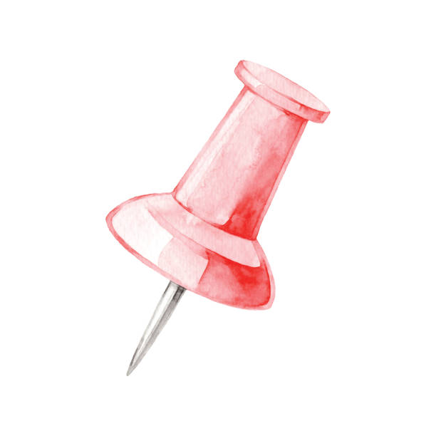 水彩画レッドプッシュピン - clip repairing connection metal点のイラスト素材／クリップアート素材／マンガ素材／アイコン素材