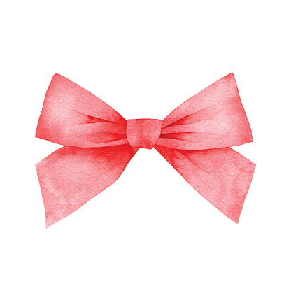 Watercolor Red Ribbon Bow