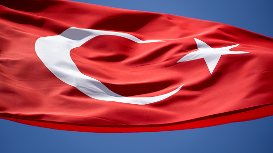 Turkish flag is waving with the wind