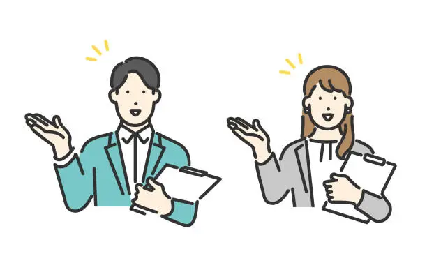 Vector illustration of Business people explaining to customers