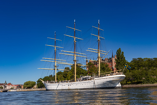 Historical Sailing ship near Skeppsholmen island in Stockholm, Sweden