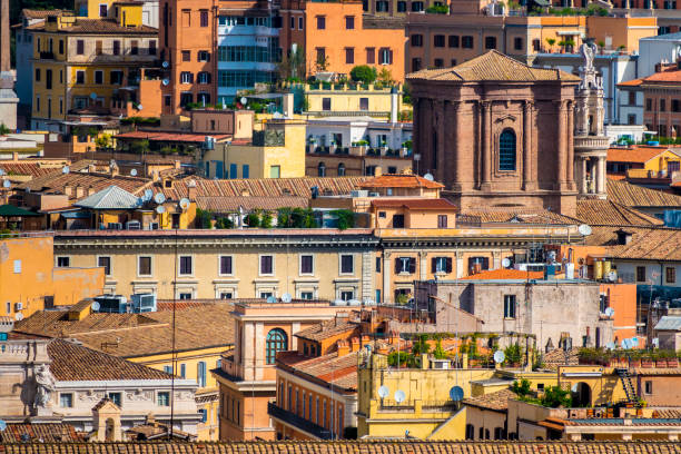 Colorful old houses in Rome, Italy