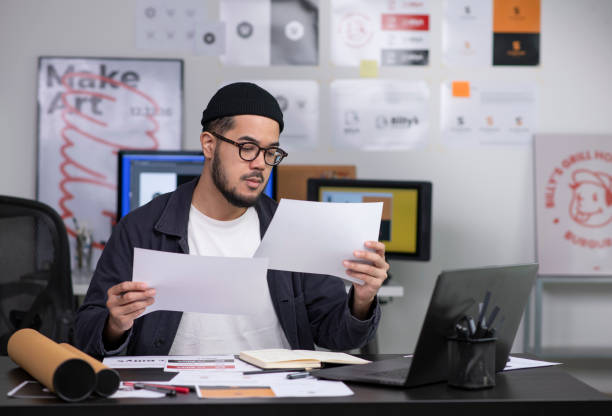 istock Asian Graphic designer working in office. Artist Creative Designer Illustrator Graphic Skill Concept. 1415537845