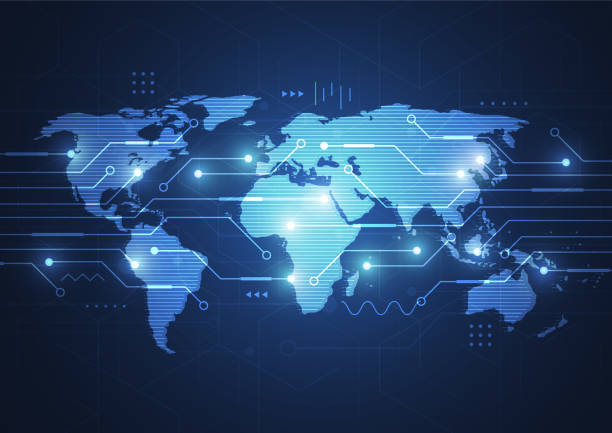 istock Global network connection. World map point and line composition concept of global business. Vector Illustration 1415537942