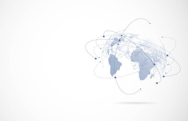 istock Global network connection. World map point and line composition concept of global business. Vector Illustration 1415537959