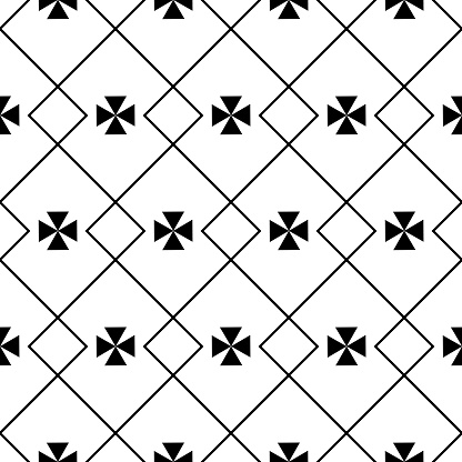 Geometric background with maltese cross, seamless pattern vector illustration for design