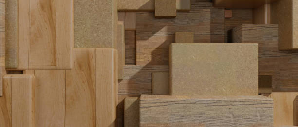 istock Brown light wooden cubes texture background banner panorama 1415544981