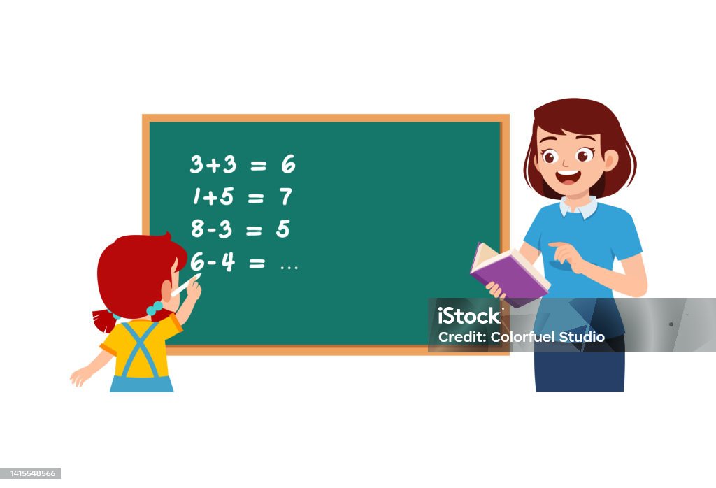 Solving Math Problem Stock Image Little Kid Solving Math Problem On Blackboard Stock Illustration ...