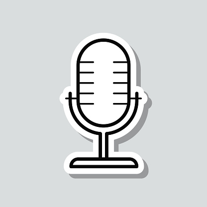 istock Microphone. Icon sticker on gray background 1415549648