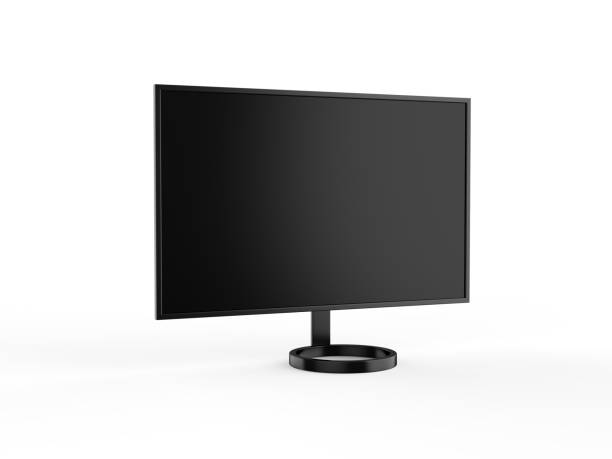 istock 4K TV flat screen lcd or oled mockup, black high definition led plasma television on isolated white background, 3d illustration 1415550081