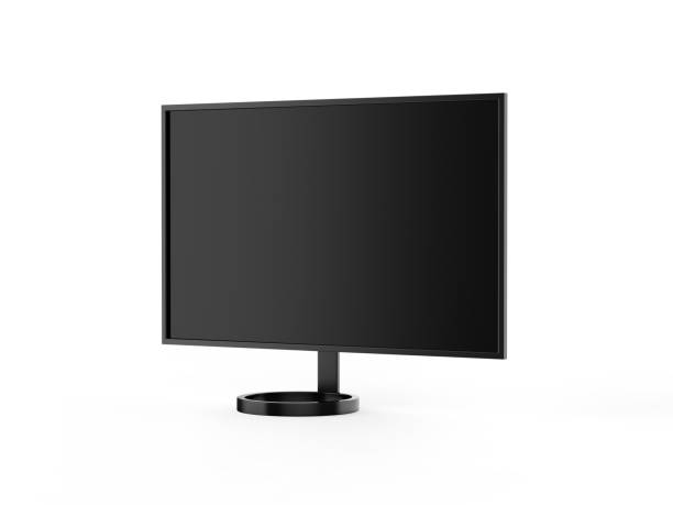 istock 4K TV flat screen lcd or oled mockup, black high definition led plasma television on isolated white background, 3d illustration 1415550082