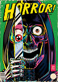 istock Vintage horror comic book zombie posters 1415553113