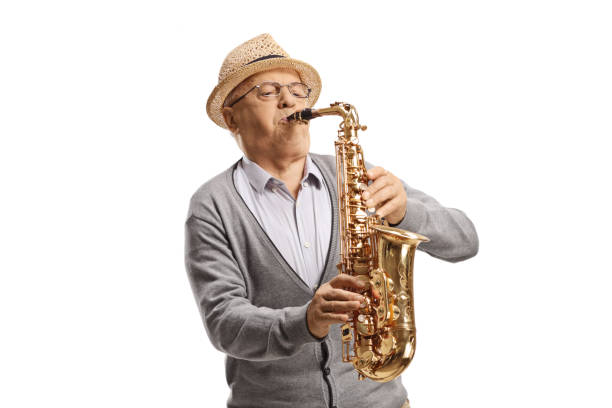 istock Senior male musisican playing a saxophone 1415555477