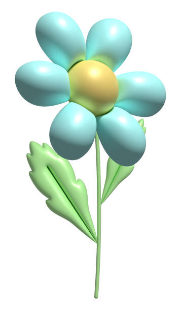 istock 3d daisy flower in cartoon style. Cute blue chamomile. 3d rendering spring illustration. Suitable for decoration of festive decor, parties, products, banners of social networks and websites. 1415556305
